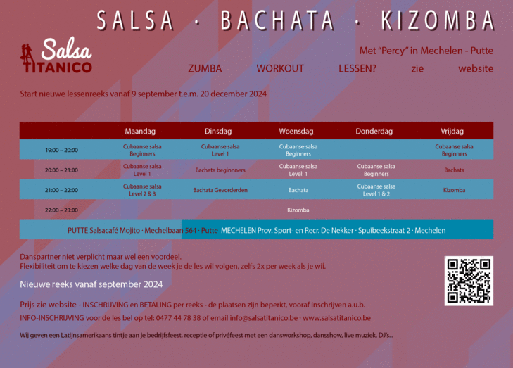 Workshops Zumba, Salsa, bachata kizomba lessenreeks