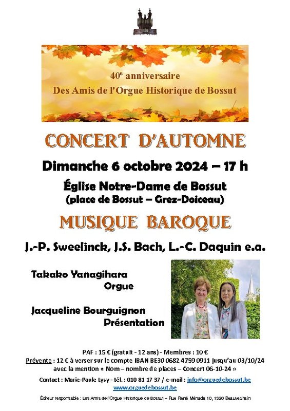 Concerten 40-jarig bestaan "Amis l'Orgue Historique Bossut" - Concert