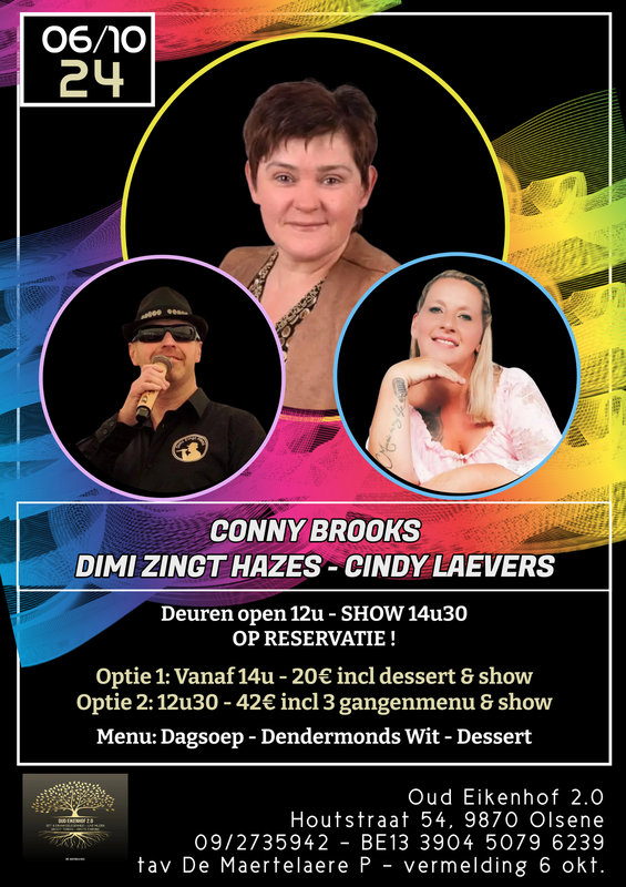 Concerten Diner & dance live optreden > Cindy Laevers, Dimi zingt Hazes & Conny Brooks