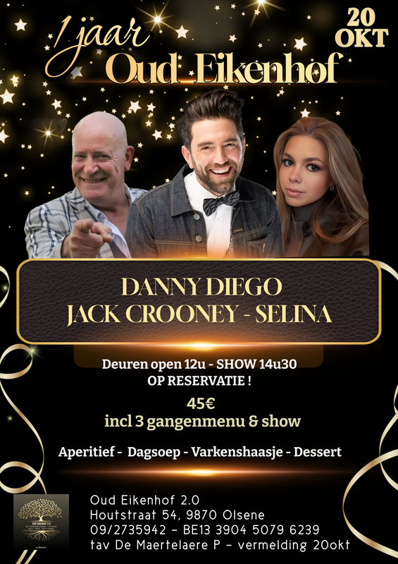 Concerten Diner & dance live optreden Jack Crooney, Selina & Danny Digo