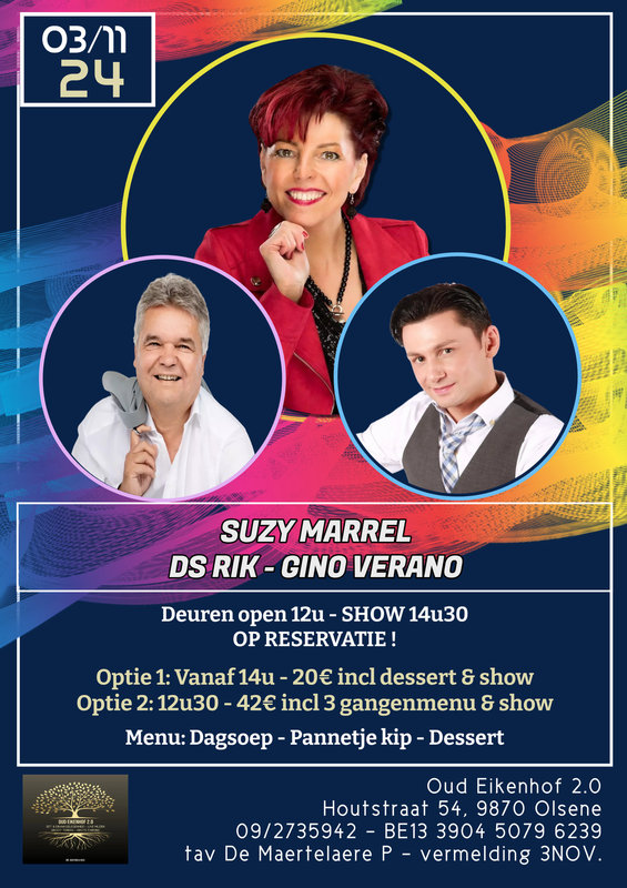 Concerten Diner & dance - live optreden Gino Verano, Rik & Suzy Marrel