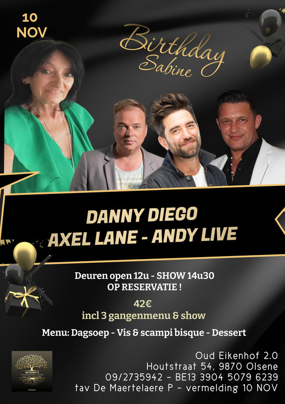 Concerten Diner & dance - live optreden Andy Live, Axel Lane & Danny Digo