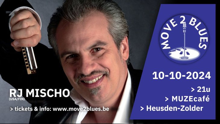 Concerten  25 jaar Move2blues  vieren met R.J. Mischo (USA/FIN)