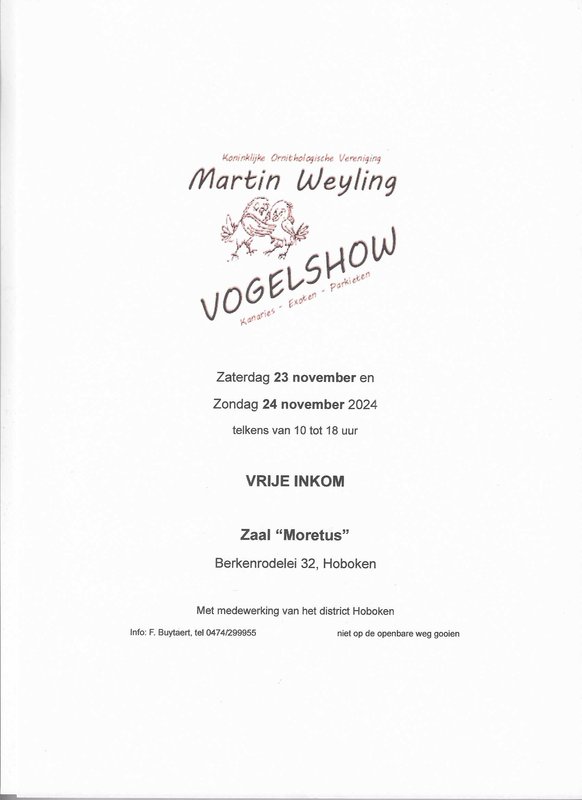 Tentoonstellingen Martin Weyling vogelshow