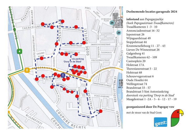  Garagesale  wandelroute, georganiseerd door Papegay vzw.