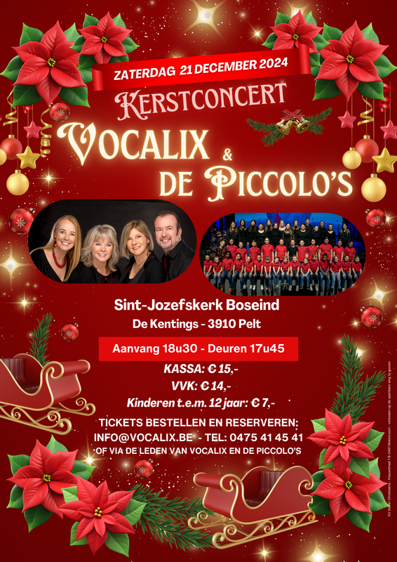 Concerten Kerstconcert Vocalix de Piccolo s