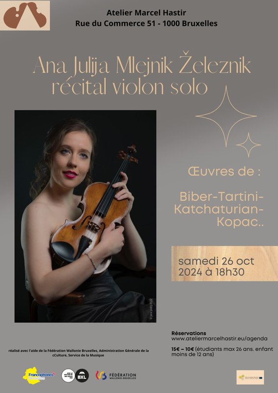 Concerten Ana Julija Mlejnik eleznik: rcital violon solo  Harmonies au-del temps