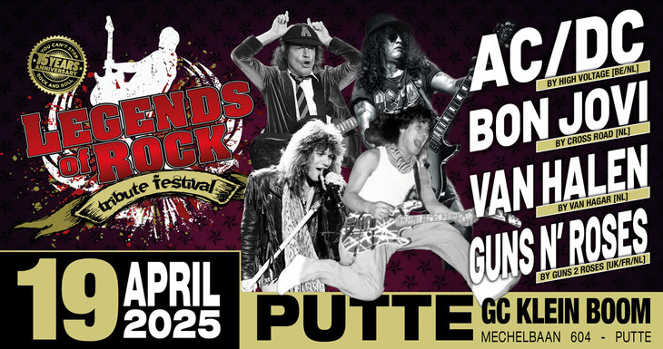 Concerten Legends Rock Tribute Festival Ac/dc, Jovi, Guns Roses Van Halen