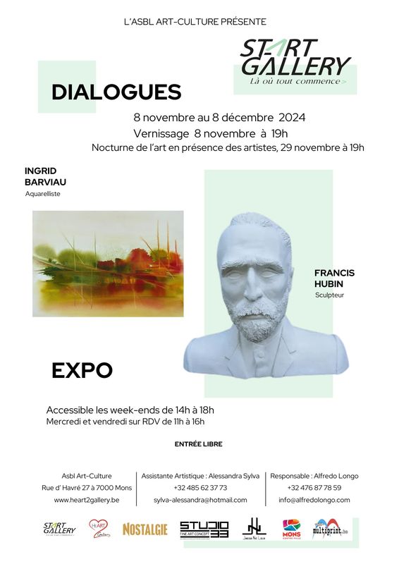 Tentoonstellingen Tentoonstelling " Dialogues" Ingrid Barviau Francis Hubin aquarel beeldho