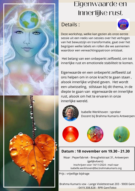 Workshops Lezing/Workshop Eigenwaarde Innerlijke rust   door Werkhoven