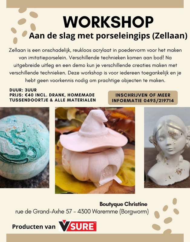 Workshops Aan slag porseleingips (Zellaan)