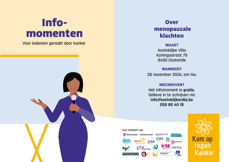 Voordrachten Gratis infomoment Over menopauzale klachten / #KomoptegenKanker