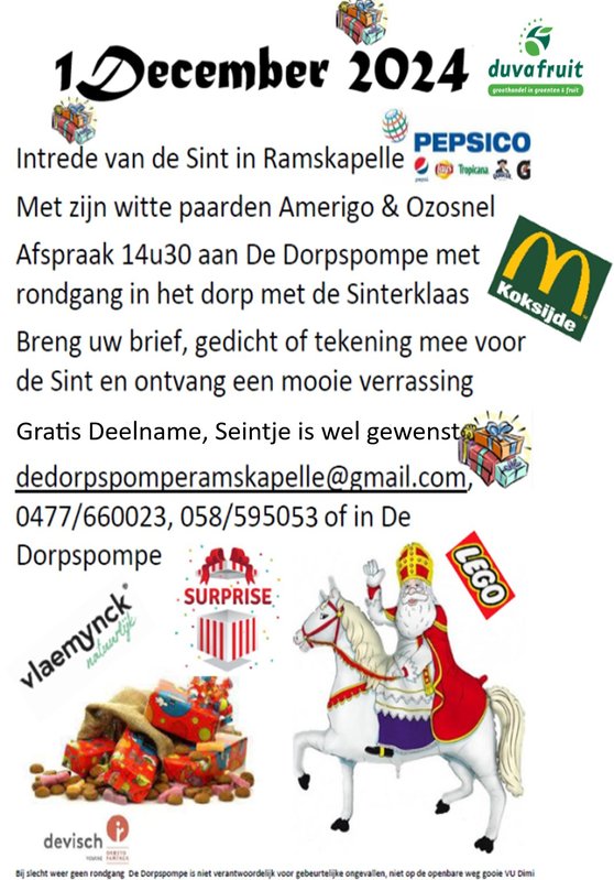 Ontspanning De sint komt naar Ramskapelle