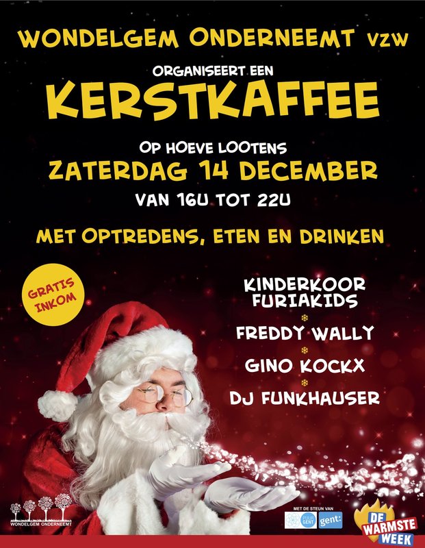 Kerstmarkten Kerstkaffee 🎄 Wondelgem Onderneemt