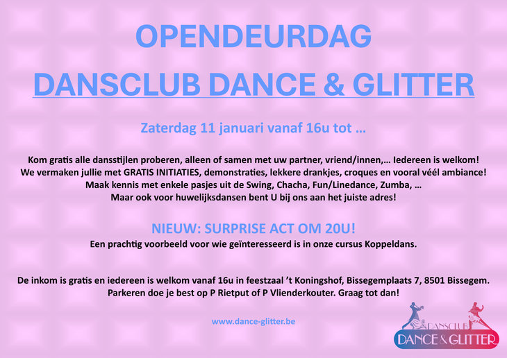 Ontspanning Opendeurdag Dansclub Dance & Glitter