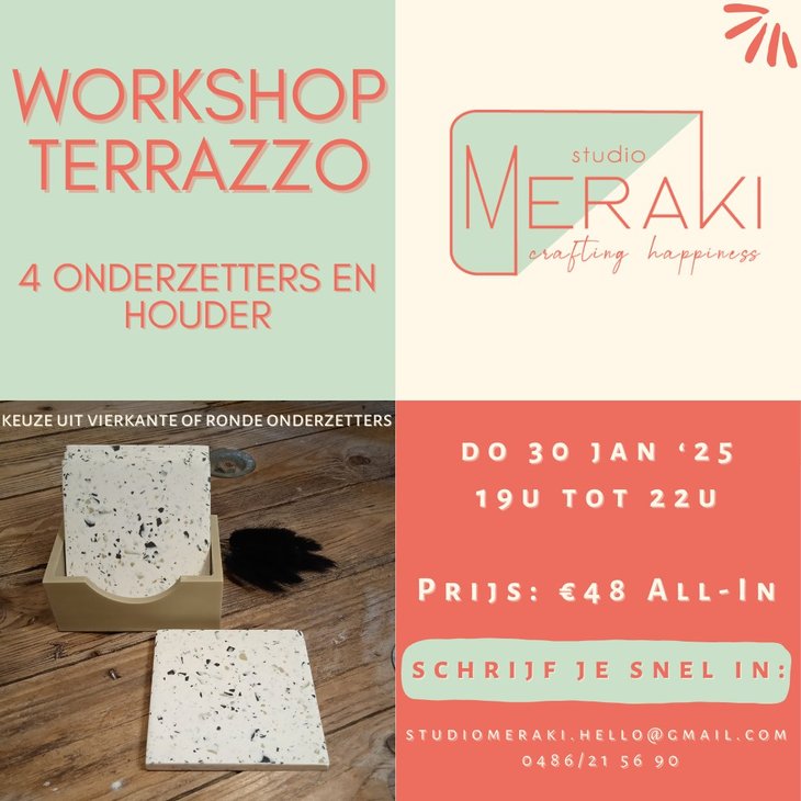 Workshops Workshop terrazzo onderzetters & houder