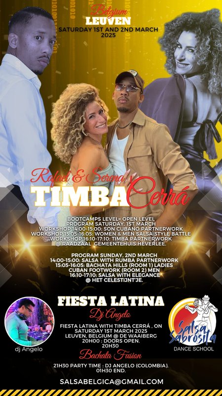 Workshops Weekend Cuban/Bachata bootcamps Leuven with Rafael & Serena. Tour Timba Cerr